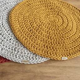 Handmade Crochet Round Rug Braided Cotton Scandinavian Carpet - thumbnail 2
