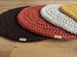Handmade Crochet Round Rug Braided Cotton Scandinavian Carpet - thumbnail 1