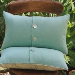 Floral Linen Rectangular Cushion, Cream & Green Feather Cushion - thumbnail 3