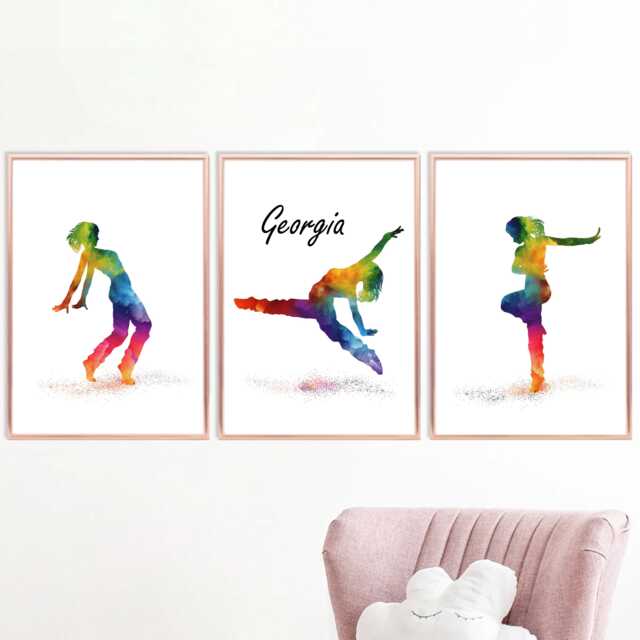 Personalised Dancer Prints Set Abstract Girls Room Wall Art - image 1