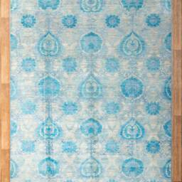 8x10 Rug Handmade Soft Wool Color Aqua Blue 100% Wool #9032 - 242x300 cms. Free Shipping - thumbnail 3