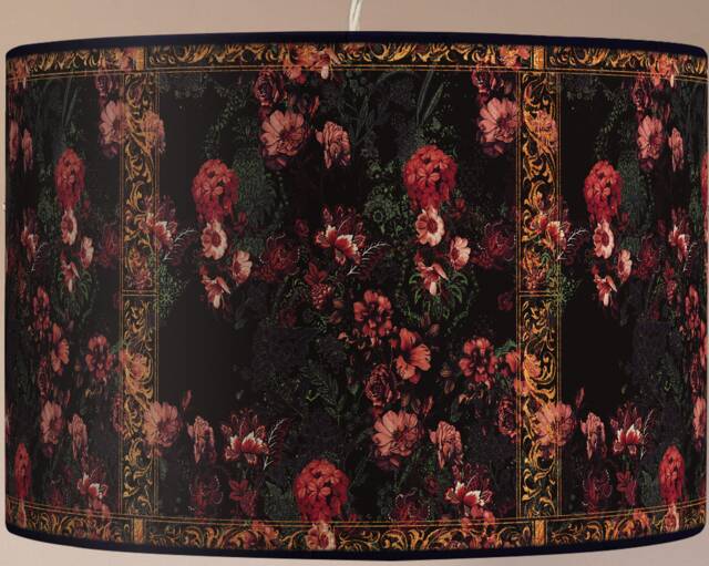 Lampshade Floor Lamp, Retro Vintage Artisanal Flowers - image 1