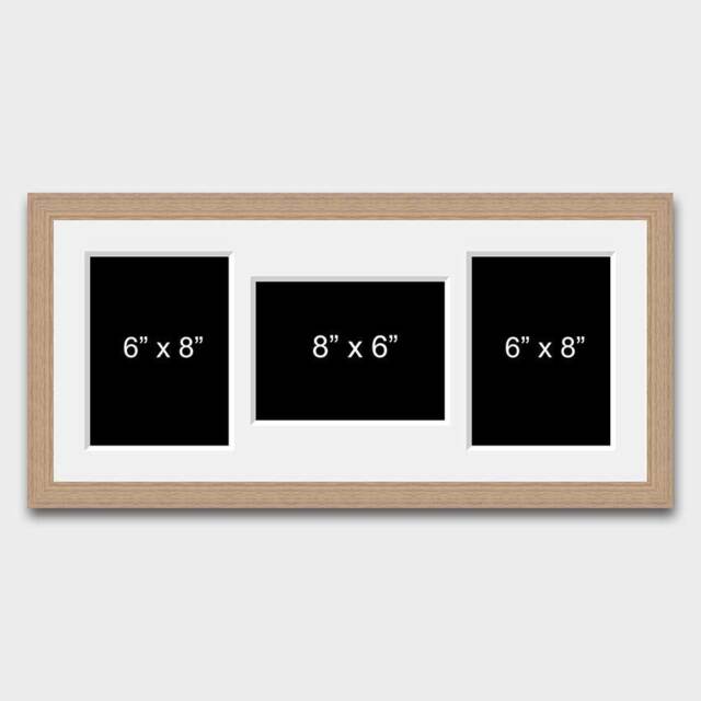 Oak Veneer Multi Photo Picture Frame - Holds Three 6x8 Photos - image 1