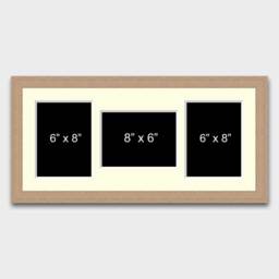 Oak Veneer Multi Photo Picture Frame - Holds Three 6x8 Photos - thumbnail 2