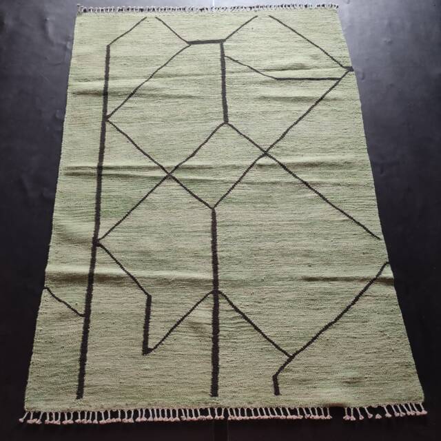 Kilim Rug Modern, Handmade Artisan Afghan Turkish Aztec Sheep Natural Wool 173x121 cm - image 1