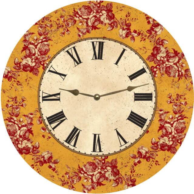 Floral Vine Clock - Tangerine Colored Clock - image 1