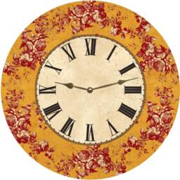Floral Vine Clock - Tangerine Colored Clock