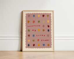 Lucky Stars Print, Nursery Bedroom Art, Illustration Wall Boho Nursery, Kids Room, Play Unframed - thumbnail 1