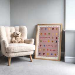 Lucky Stars Print, Nursery Bedroom Art, Illustration Wall Boho Nursery, Kids Room, Play Unframed - thumbnail 3