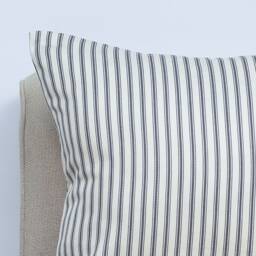 Nautical Cotton Ticking Stripe Cushion. Inspired Charcoal Grey & Bright White Design. 17x17 - thumbnail 4