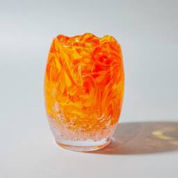 "Large Blown Glass Votive ""Orange Fizz" - thumbnail 2