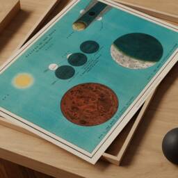 Vintage Eclipse Art Print, Celestial Chart, Phases Of The Moon Poster, Antique School Wall Decor, Solar System Canvas, Astronomy Lithograph - thumbnail 3