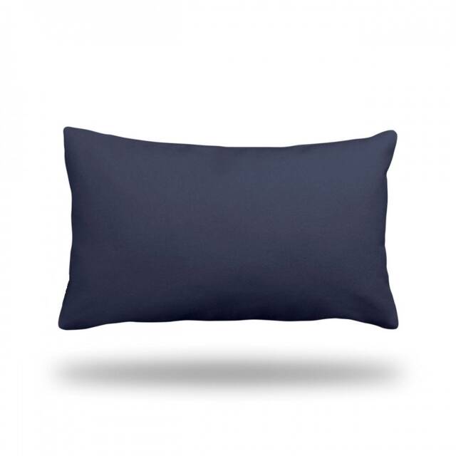 "Navy Cotton Lumbar Pillow Cover Chic Rectangle Throw Pillow, 13"" X 22" - image 1