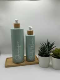 Personalised Sage Green Soap Dispenser Bottle With White Bamboo Pump 250Ml & 500Ml - thumbnail 1