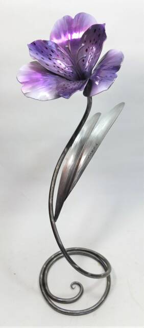 Astroemeria Handmade Flower Sculpture Pink & Purle Anniversary Ornament Romantic Gift Metal Handcrafted Floral Wedding Present - image 1