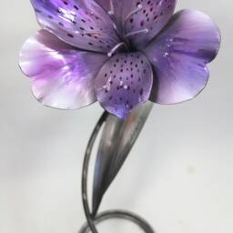 Astroemeria Handmade Flower Sculpture Pink & Purle Anniversary Ornament Romantic Gift Metal Handcrafted Floral Wedding Present - thumbnail 2