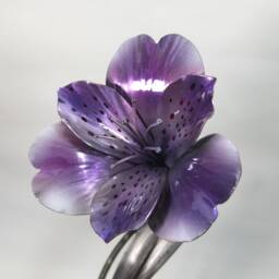 Astroemeria Handmade Flower Sculpture Pink & Purle Anniversary Ornament Romantic Gift Metal Handcrafted Floral Wedding Present - thumbnail 4