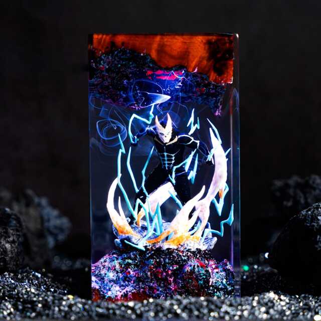 Kaiju-Inspired Resin Lamp - Handmade Led Monster Art Dynamic Figure Light Gift For Anime Fans Gamer Room Decor - image 1