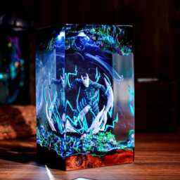 Kaiju-Inspired Resin Lamp - Handmade Led Monster Art Dynamic Figure Light Gift For Anime Fans Gamer Room Decor - thumbnail 2