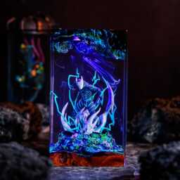 Kaiju-Inspired Resin Lamp - Handmade Led Monster Art Dynamic Figure Light Gift For Anime Fans Gamer Room Decor - thumbnail 2