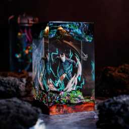 Kaiju-Inspired Resin Lamp - Handmade Led Monster Art Dynamic Figure Light Gift For Anime Fans Gamer Room Decor - thumbnail 3