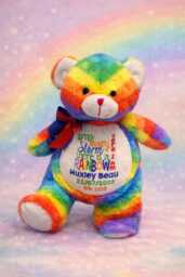 Personalised Rainbow Teddy Bear, Baby, Embroidered Birthday Gift, Boy Or Girl Custom Bear, Christening Teddy, 1st