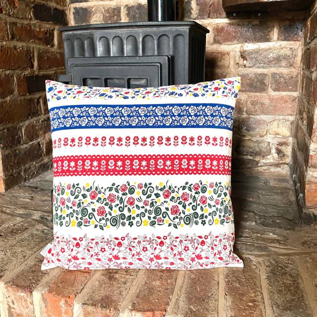 442. Handmade Multicolour Flowers Linen Cotton Cushion Cover. Various Sizes - image 1