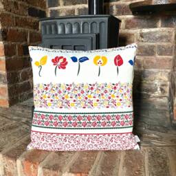 442. Handmade Multicolour Flowers Linen Cotton Cushion Cover. Various Sizes - thumbnail 2
