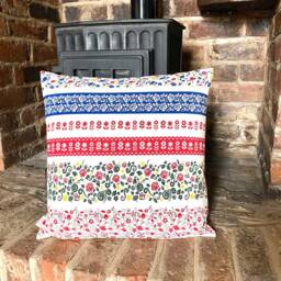 442. Handmade Multicolour Flowers Linen Cotton Cushion Cover. Various Sizes