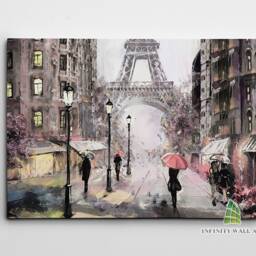 Pink Paris Eiffel Tower Canvas Art Colourful Wall Abstract Oil Painting Print Picture Home Decor -D472 - thumbnail 2
