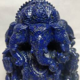Lapis Lazuli Panchmukhi Ganesha - Handcrafted Five Head Ganesh Statue Spiritual Healing Crystal Prayer Gift - thumbnail 2