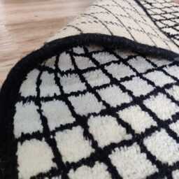 Handmade Wool Moroccan Checker Rug, Custom Beni Ourain Style - thumbnail 2