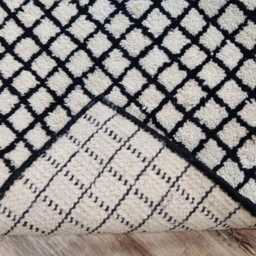 Handmade Wool Moroccan Checker Rug, Custom Beni Ourain Style - thumbnail 3