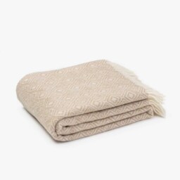 Handmade Merino Wool Plaid Blanket - Sirtaki Pattern, Earth Tones - thumbnail 4