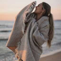 Handmade Merino Wool Plaid Blanket - Sirtaki Pattern, Earth Tones - thumbnail 2