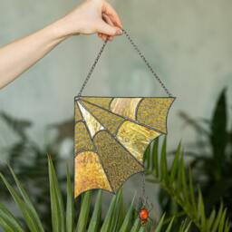 stain Glass Spider Web Cobweb Net Suncatcher Yellow Home House Decor Window Wall Hangings - thumbnail 3