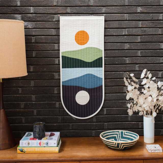 Handcrafted Narrow Modern Quilted Vertical Wall Hanging - image 1