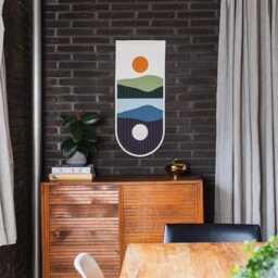Handcrafted Narrow Modern Quilted Vertical Wall Hanging - thumbnail 2
