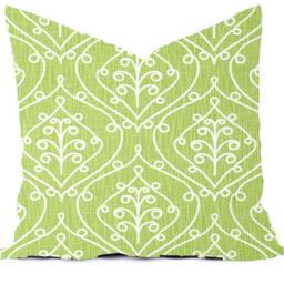 Custom Throw Pillow Cover - Navy, Green, & White Quatrefoil Print - thumbnail 3
