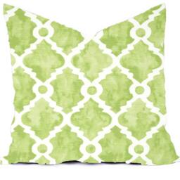 Custom Throw Pillow Cover - Navy, Green, & White Quatrefoil Print - thumbnail 4