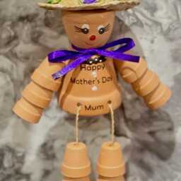 Personalised Plant Pot Lady With Floral Hat Hanging Garden Ornament - Mother's Day , Birthday, Easter Gift 2026 Mum, Nan, Grandma - thumbnail 3