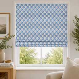 Scion Pajaro Electric Blue Roman Blind - Mid Century Modern Made To Measure - thumbnail 2