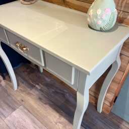 Sold - Similar Available Upcycled Dressing Table Or Desk in Eucalyptus Painted Console With Gold Handle Fusion Mineral Paint - thumbnail 4