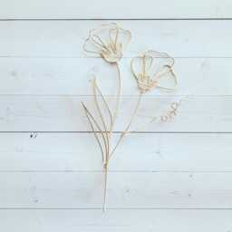 Wire Floral Sculpture Poppy Daisy Tulip Flower Wall Hanging Single Line Art Decoration Decor Botanist Florist Gift Reusable Bouquet - thumbnail 1