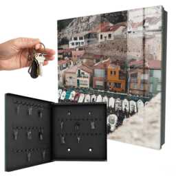 A Seaside Town Wall Mounted Key Cabinet, Beige Box For Home, Photographic Cities, Lovers Of Travel & The Sea
