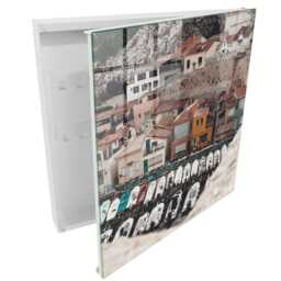 A Seaside Town Wall Mounted Key Cabinet, Beige Box For Home, Photographic Cities, Lovers Of Travel & The Sea - thumbnail 2