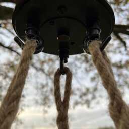 The Plaster Dish Pendant Light With Jute Rope & Bronze Fixings 60cm Diameter - thumbnail 2