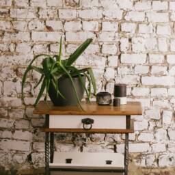 Antique Oak Side Table Farmhouse Magazine Stand With Drawer - thumbnail 2