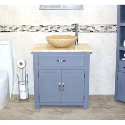 Bathroom Grey Painted Vanity Unit Modern Cabinet Wash Stand Golden Onyx Top & Basin 502Ggo25Go