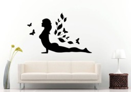 Girl Woman Meditation Flowers Butterfly's Buddha Pose Namaste Yoga Zen Mandala Om Symbol Diy Wall Sticker Decal Vinyl Mural Decor Art L2206 - thumbnail 1